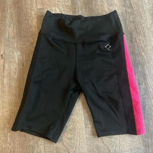 Black Athletic Bike Shorts with Pink Side Panel
